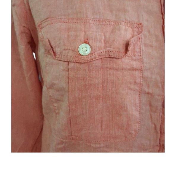 J Crew Women sz S Long Sleeves Buttons Down shirt Salmon Pink 100% Cotton - Picture 3 of 8